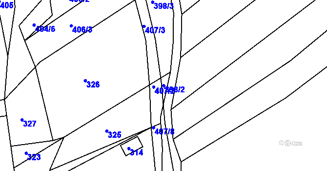 Parcela st. 398/2 v KÚ Újezd u Černé Hory, Katastrální mapa