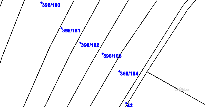 Parcela st. 398/183 v KÚ Újezd u Černé Hory, Katastrální mapa