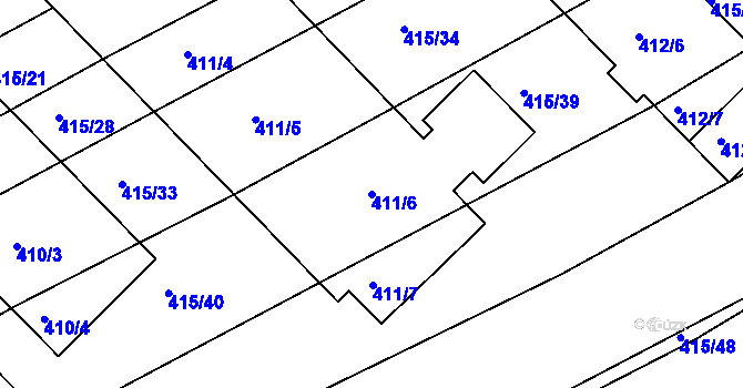 Parcela st. 411/6 v KÚ Újezd u Černé Hory, Katastrální mapa