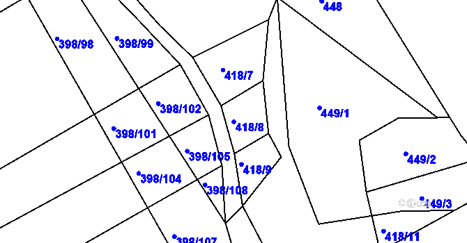 Parcela st. 418/8 v KÚ Újezd u Černé Hory, Katastrální mapa