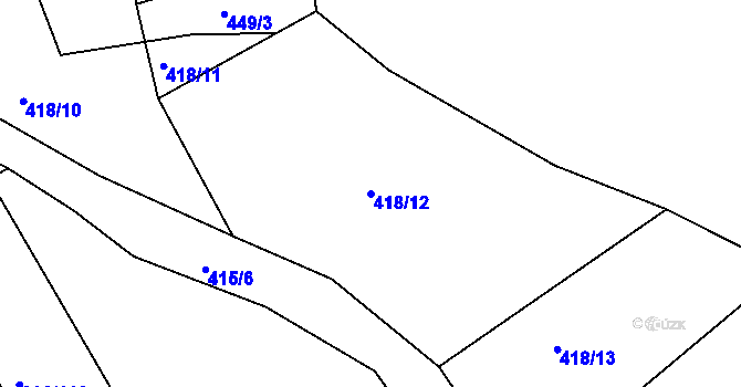 Parcela st. 418/12 v KÚ Újezd u Černé Hory, Katastrální mapa