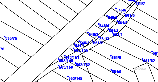 Parcela st. 546/2 v KÚ Újezd u Černé Hory, Katastrální mapa