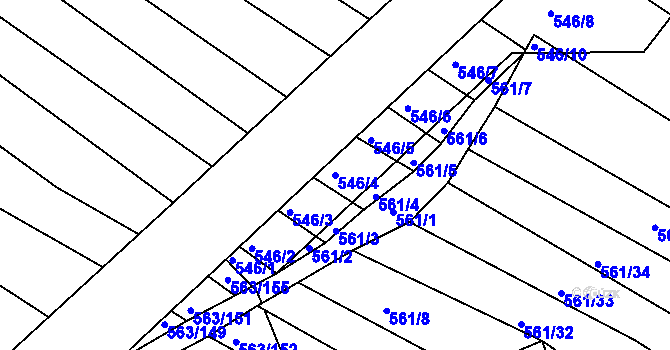 Parcela st. 546/4 v KÚ Újezd u Černé Hory, Katastrální mapa