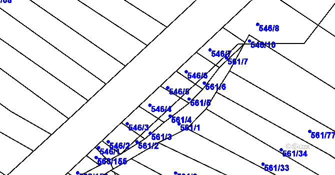 Parcela st. 546/5 v KÚ Újezd u Černé Hory, Katastrální mapa