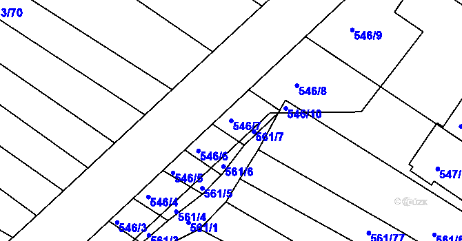 Parcela st. 546/7 v KÚ Újezd u Černé Hory, Katastrální mapa