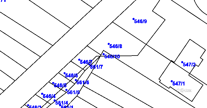 Parcela st. 546/10 v KÚ Újezd u Černé Hory, Katastrální mapa