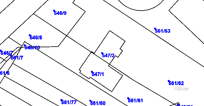 Parcela st. 547/2 v KÚ Újezd u Černé Hory, Katastrální mapa