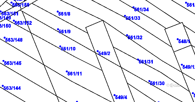 Parcela st. 549/2 v KÚ Újezd u Černé Hory, Katastrální mapa