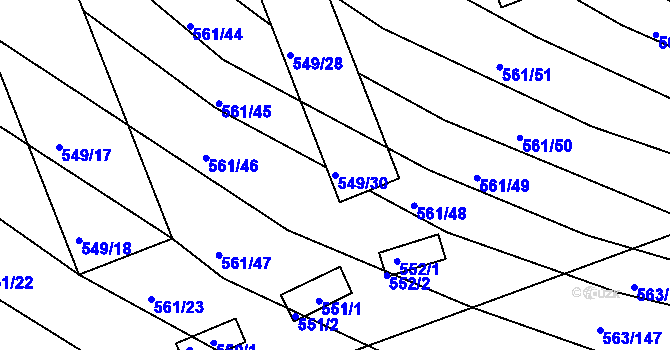 Parcela st. 549/30 v KÚ Újezd u Černé Hory, Katastrální mapa