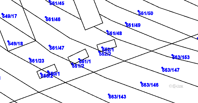 Parcela st. 552/2 v KÚ Újezd u Černé Hory, Katastrální mapa
