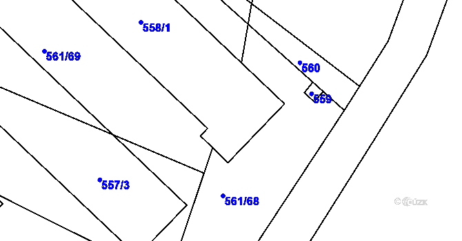 Parcela st. 558/4 v KÚ Újezd u Černé Hory, Katastrální mapa