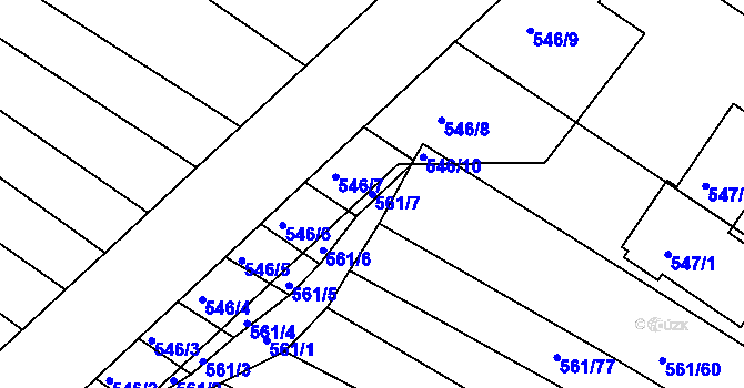 Parcela st. 561/7 v KÚ Újezd u Černé Hory, Katastrální mapa