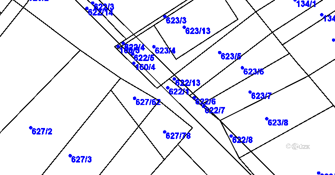 Parcela st. 622/1 v KÚ Újezd u Černé Hory, Katastrální mapa