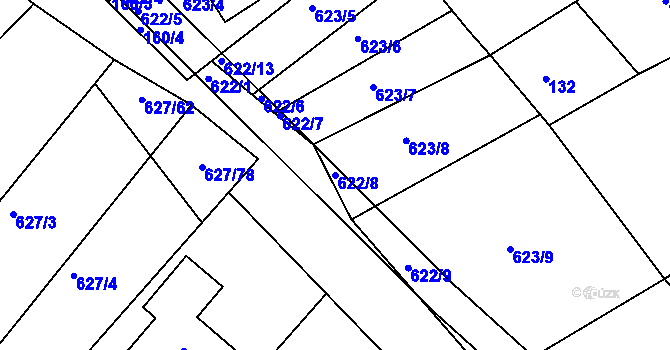 Parcela st. 622/8 v KÚ Újezd u Černé Hory, Katastrální mapa