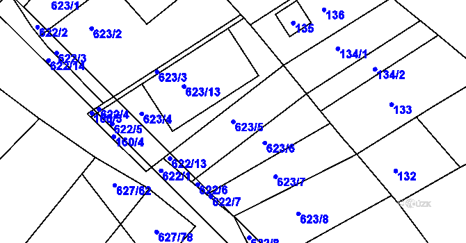 Parcela st. 623/5 v KÚ Újezd u Černé Hory, Katastrální mapa
