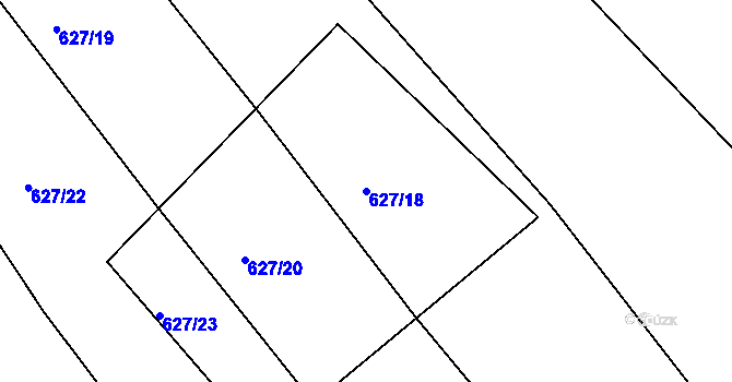 Parcela st. 627/18 v KÚ Újezd u Černé Hory, Katastrální mapa
