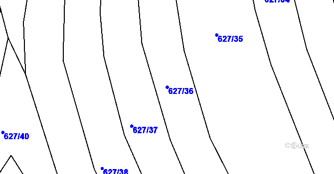 Parcela st. 627/36 v KÚ Újezd u Černé Hory, Katastrální mapa