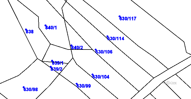 Parcela st. 630/106 v KÚ Újezd u Černé Hory, Katastrální mapa