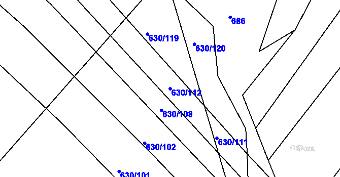 Parcela st. 630/112 v KÚ Újezd u Černé Hory, Katastrální mapa