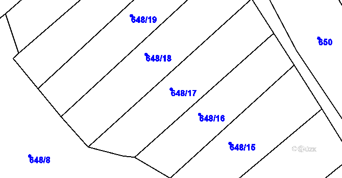 Parcela st. 648/17 v KÚ Újezd u Černé Hory, Katastrální mapa