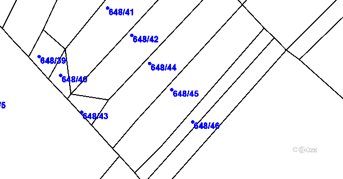 Parcela st. 648/45 v KÚ Újezd u Černé Hory, Katastrální mapa