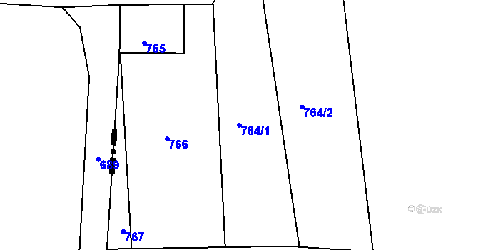 Parcela st. 764/1 v KÚ Újezd u Černé Hory, Katastrální mapa