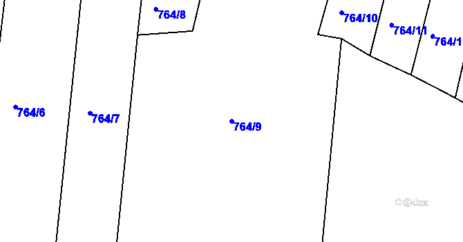 Parcela st. 764/9 v KÚ Újezd u Černé Hory, Katastrální mapa