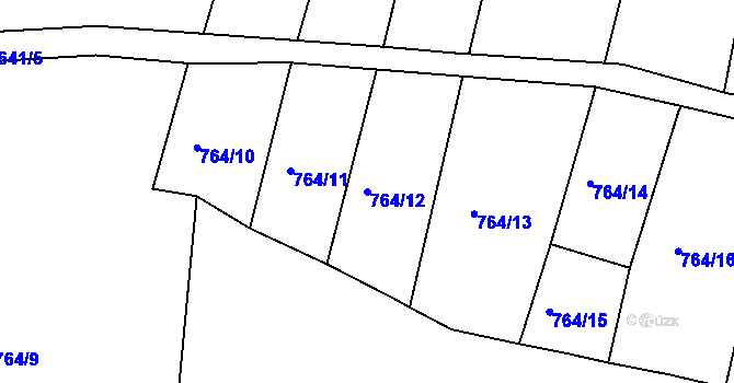 Parcela st. 764/12 v KÚ Újezd u Černé Hory, Katastrální mapa