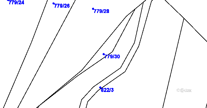 Parcela st. 779/30 v KÚ Újezd u Černé Hory, Katastrální mapa