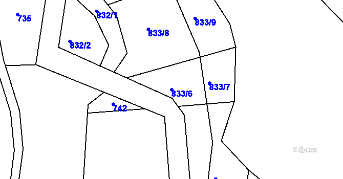 Parcela st. 833/6 v KÚ Újezd u Černé Hory, Katastrální mapa