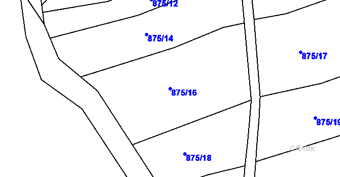 Parcela st. 875/16 v KÚ Újezd u Černé Hory, Katastrální mapa