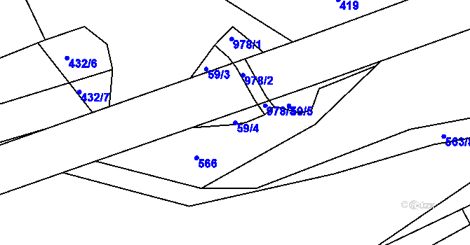 Parcela st. 59/4 v KÚ Újezd u Černé Hory, Katastrální mapa