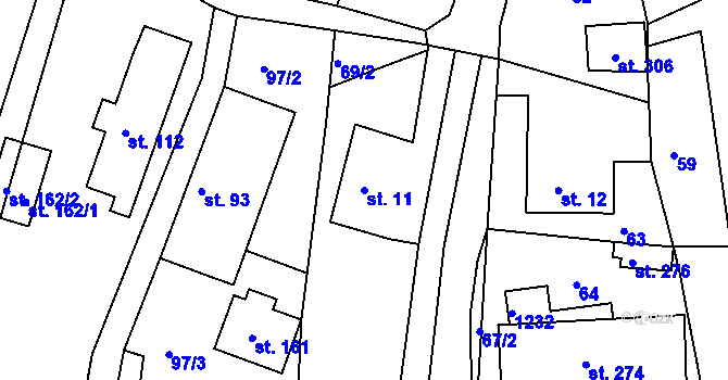 Parcela st. 11 v KÚ Újezd u Chocně, Katastrální mapa
