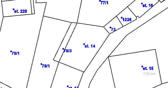 Parcela st. 14 v KÚ Újezd u Chocně, Katastrální mapa