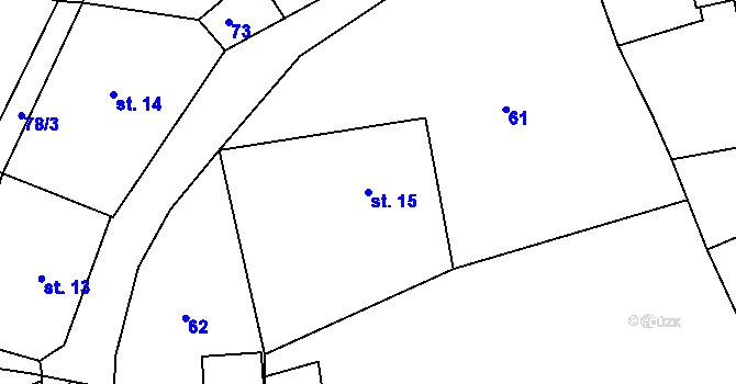 Parcela st. 15 v KÚ Újezd u Chocně, Katastrální mapa