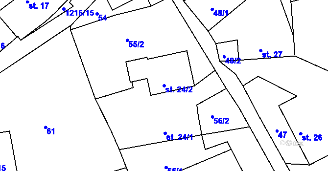 Parcela st. 24/2 v KÚ Újezd u Chocně, Katastrální mapa