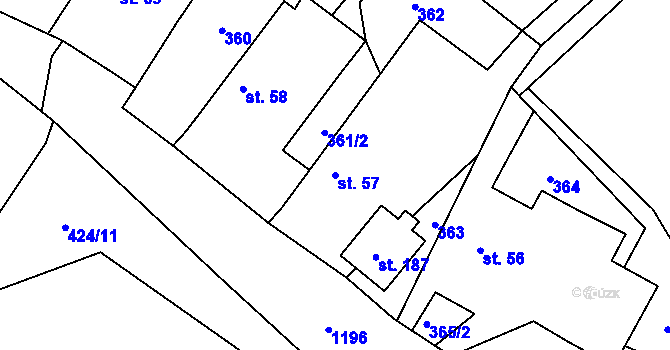 Parcela st. 57 v KÚ Újezd u Chocně, Katastrální mapa