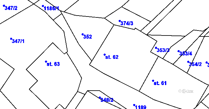 Parcela st. 62 v KÚ Újezd u Chocně, Katastrální mapa