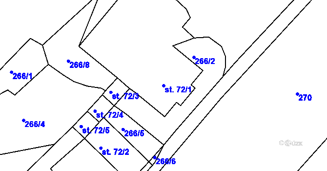 Parcela st. 72/1 v KÚ Újezd u Chocně, Katastrální mapa