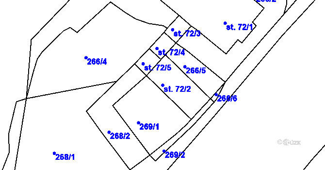 Parcela st. 72/2 v KÚ Újezd u Chocně, Katastrální mapa