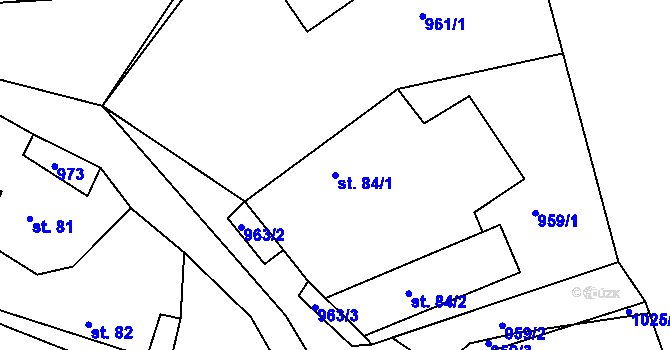 Parcela st. 84/1 v KÚ Újezd u Chocně, Katastrální mapa
