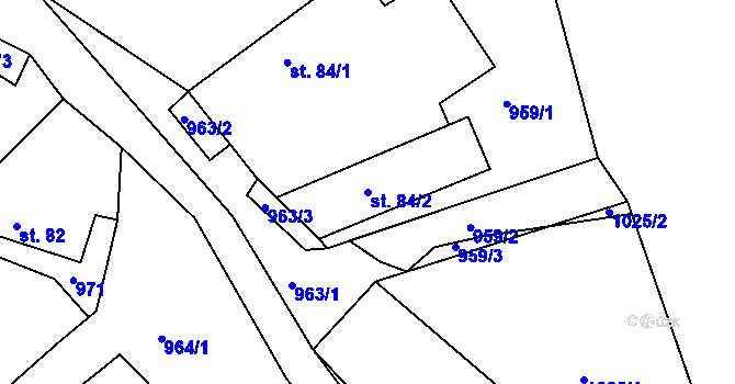 Parcela st. 84/2 v KÚ Újezd u Chocně, Katastrální mapa