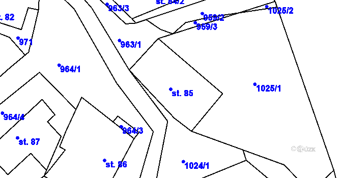 Parcela st. 85 v KÚ Újezd u Chocně, Katastrální mapa
