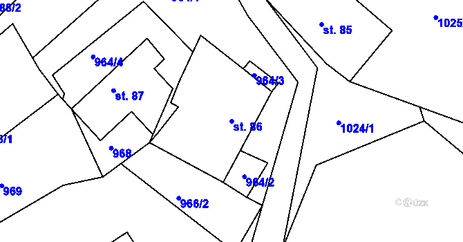 Parcela st. 86 v KÚ Újezd u Chocně, Katastrální mapa