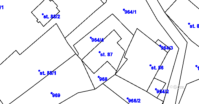 Parcela st. 87 v KÚ Újezd u Chocně, Katastrální mapa