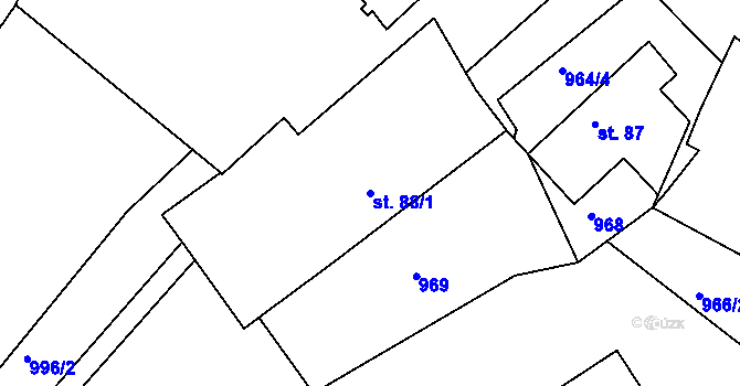 Parcela st. 88/1 v KÚ Újezd u Chocně, Katastrální mapa