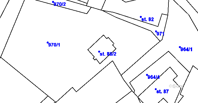 Parcela st. 88/2 v KÚ Újezd u Chocně, Katastrální mapa