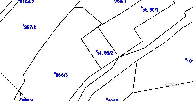 Parcela st. 89/2 v KÚ Újezd u Chocně, Katastrální mapa