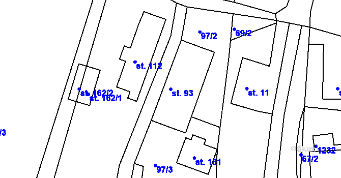 Parcela st. 93 v KÚ Újezd u Chocně, Katastrální mapa