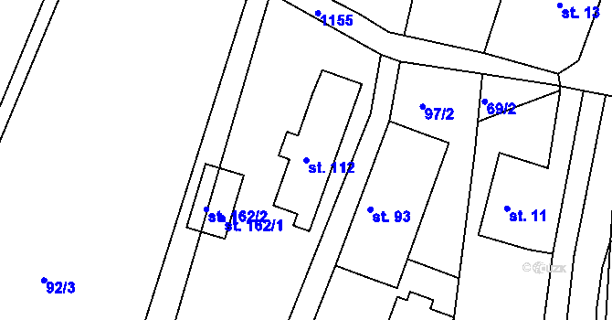 Parcela st. 112 v KÚ Újezd u Chocně, Katastrální mapa